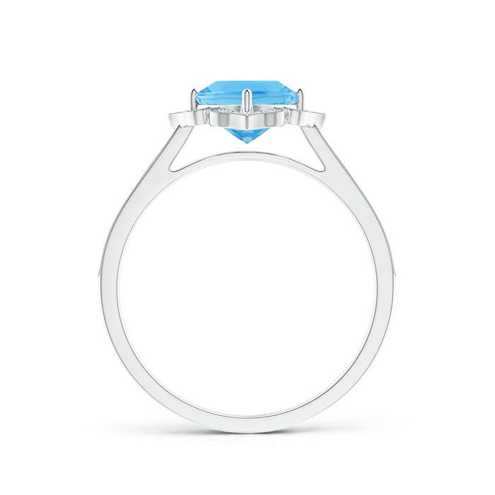 A - Swiss Blue Topaz / 1.22 CT / 14 KT White Gold