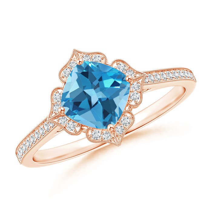 AA - Swiss Blue Topaz / 1.22 CT / 14 KT Rose Gold