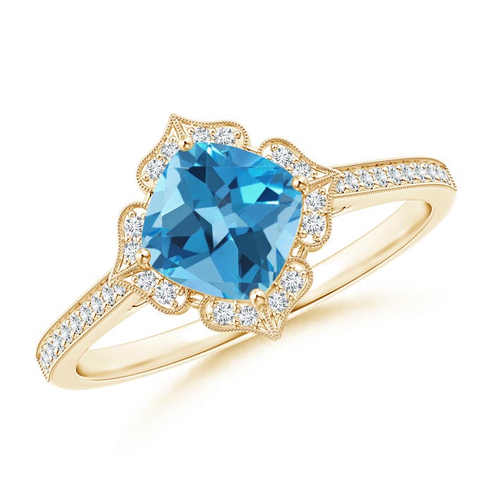 AA - Swiss Blue Topaz / 1.22 CT / 14 KT Yellow Gold