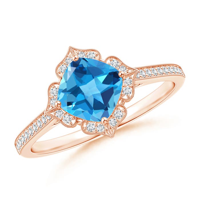 AAA - Swiss Blue Topaz / 1.22 CT / 14 KT Rose Gold