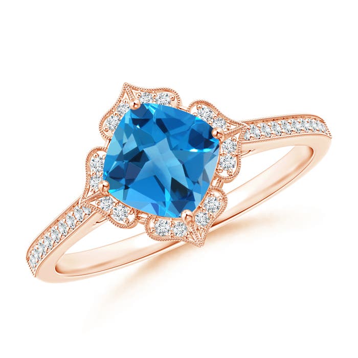 AAAA - Swiss Blue Topaz / 1.22 CT / 14 KT Rose Gold