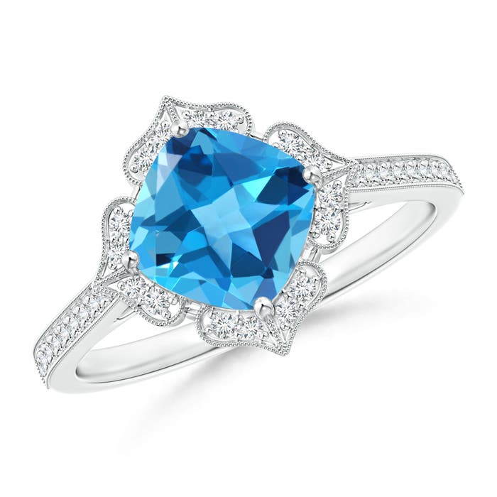 AAA - Swiss Blue Topaz / 2.02 CT / 14 KT White Gold