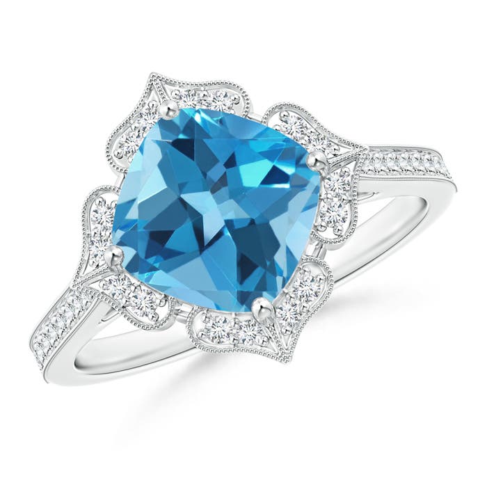 AA - Swiss Blue Topaz / 2.7 CT / 14 KT White Gold