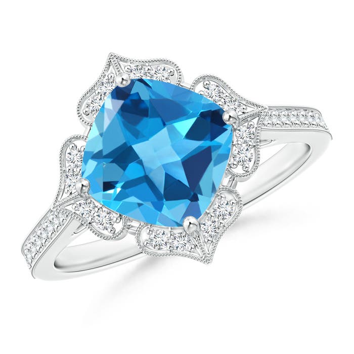 AAA - Swiss Blue Topaz / 2.7 CT / 14 KT White Gold