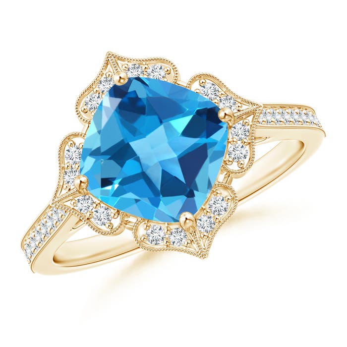 AAA - Swiss Blue Topaz / 2.7 CT / 14 KT Yellow Gold