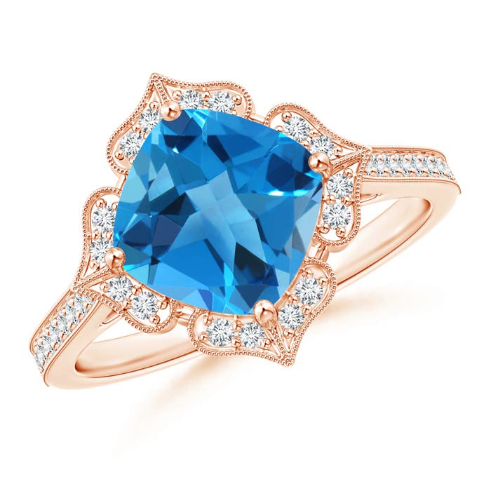 AAAA - Swiss Blue Topaz / 2.7 CT / 14 KT Rose Gold