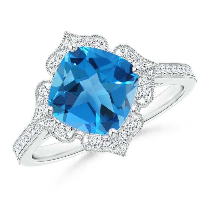 AAAA - Swiss Blue Topaz / 2.7 CT / 14 KT White Gold