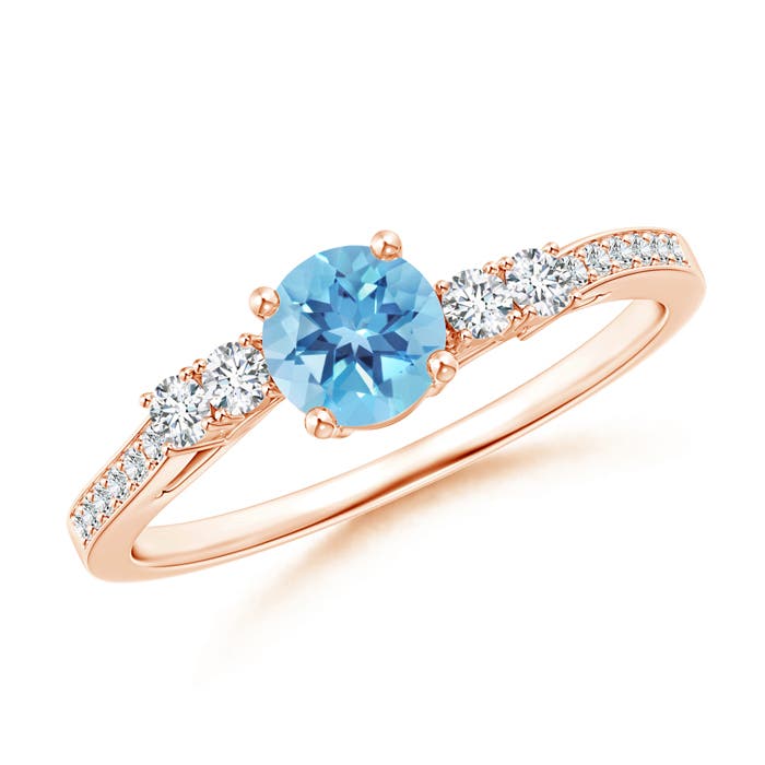 A - Swiss Blue Topaz / 0.8 CT / 14 KT Rose Gold