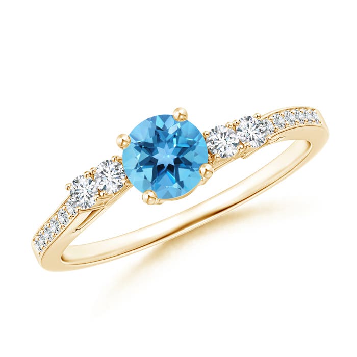 AA - Swiss Blue Topaz / 0.8 CT / 14 KT Yellow Gold