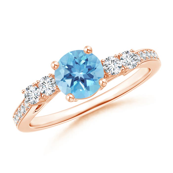 A - Swiss Blue Topaz / 1.26 CT / 14 KT Rose Gold