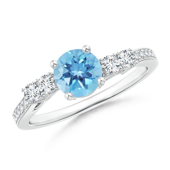 A - Swiss Blue Topaz / 1.26 CT / 14 KT White Gold