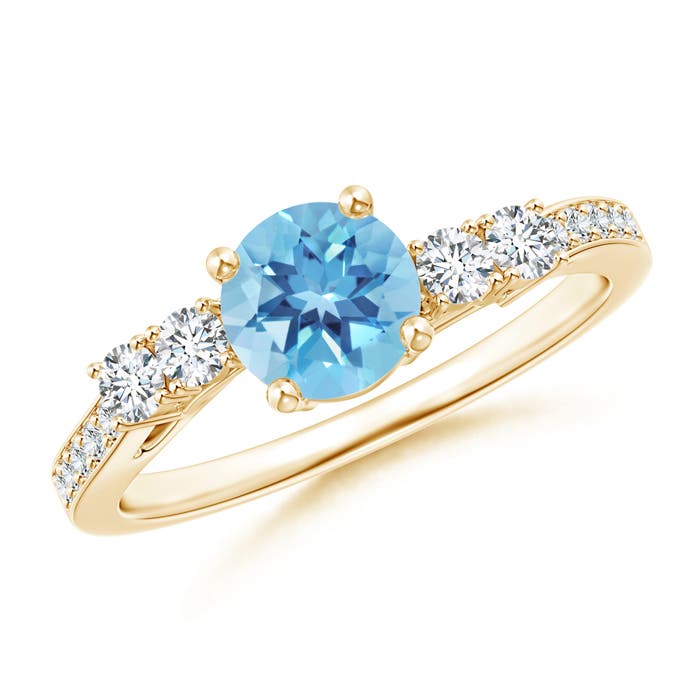 A - Swiss Blue Topaz / 1.26 CT / 14 KT Yellow Gold