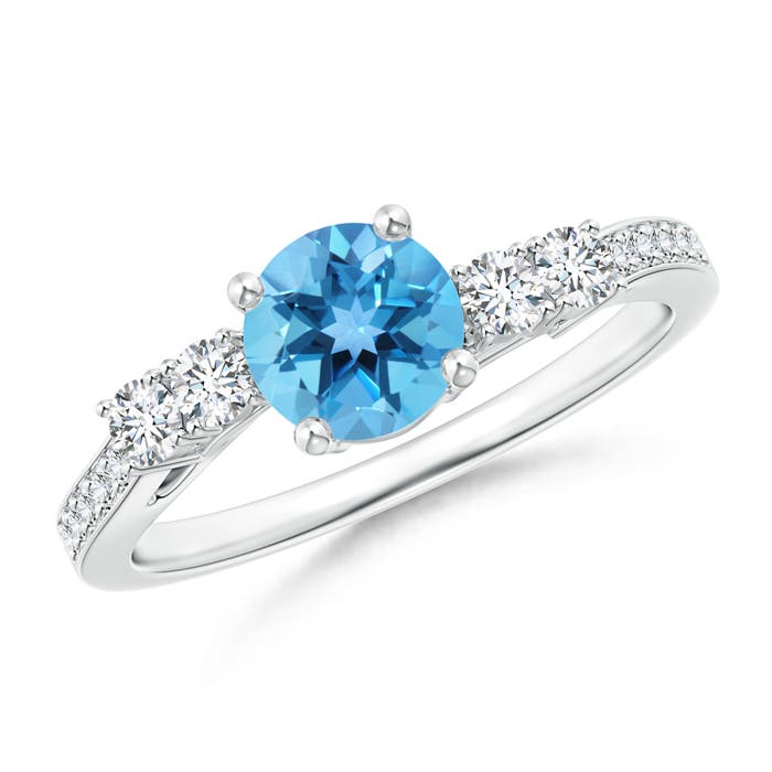 AA - Swiss Blue Topaz / 1.26 CT / 14 KT White Gold