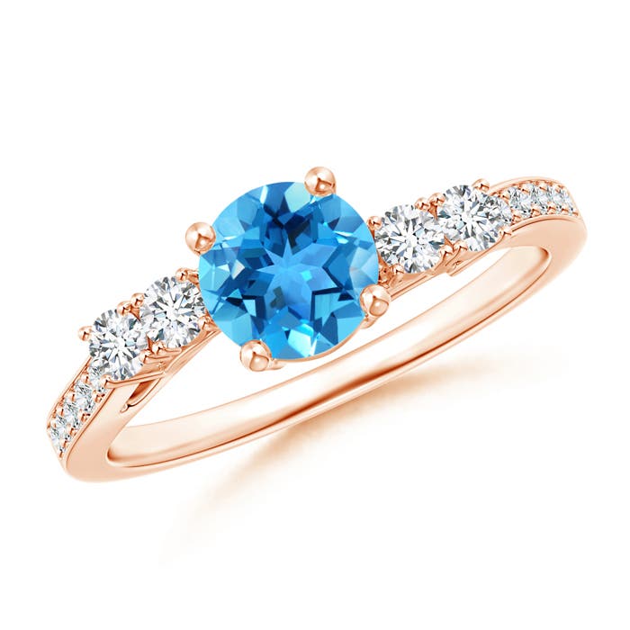 AAA - Swiss Blue Topaz / 1.26 CT / 14 KT Rose Gold