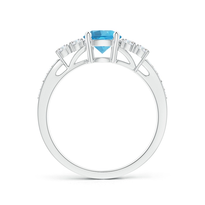 6mm AAA Classic Swiss Blue Topaz Solitaire Ring with Diamond Accents in White Gold product image