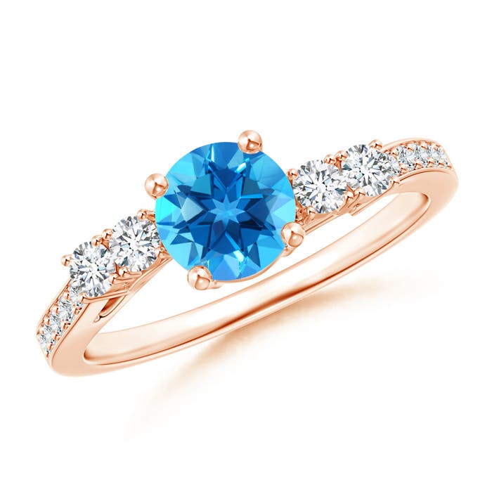 AAAA - Swiss Blue Topaz / 1.26 CT / 14 KT Rose Gold