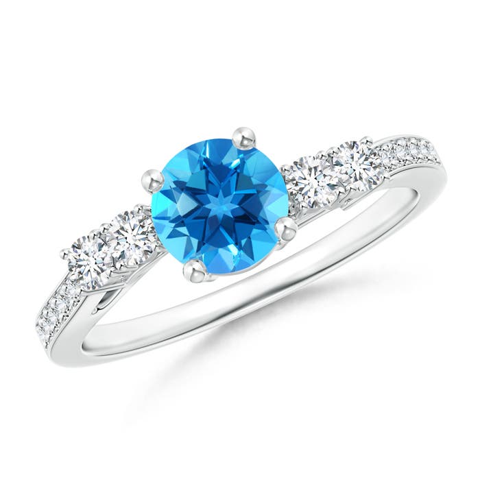 AAAA - Swiss Blue Topaz / 1.26 CT / 14 KT White Gold