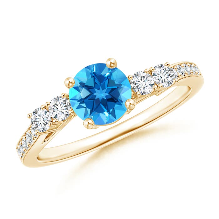 AAAA - Swiss Blue Topaz / 1.26 CT / 14 KT Yellow Gold