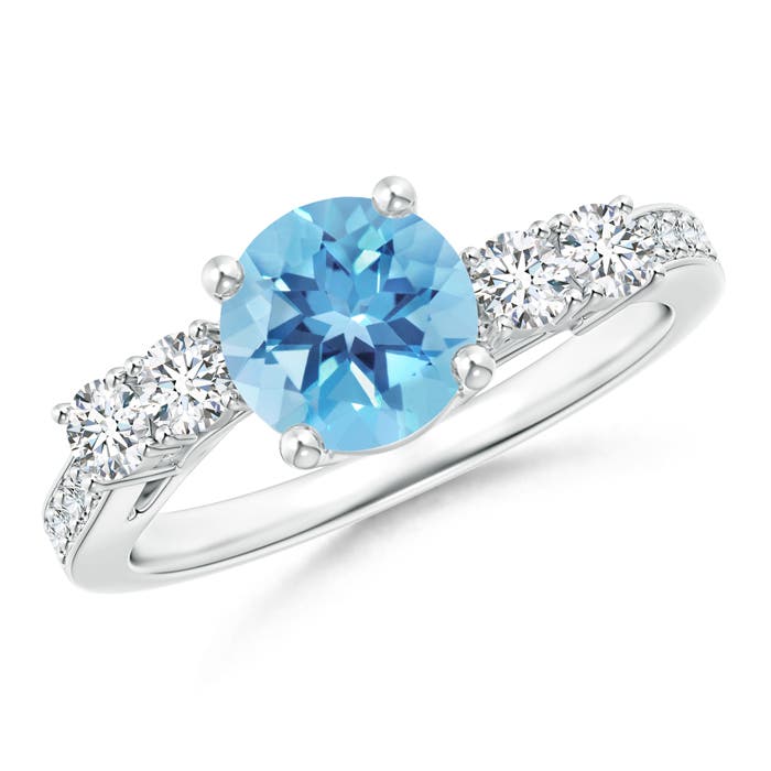 A - Swiss Blue Topaz / 1.99 CT / 14 KT White Gold