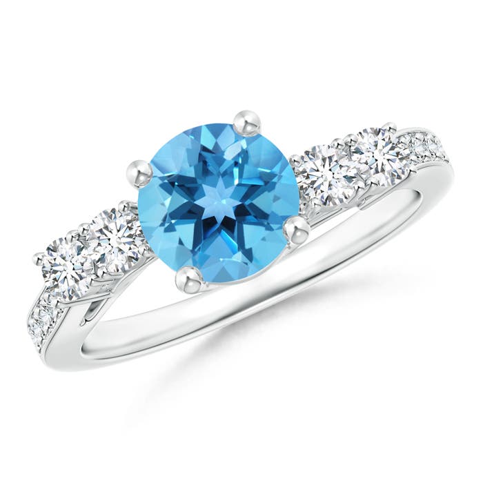 AA - Swiss Blue Topaz / 1.99 CT / 14 KT White Gold