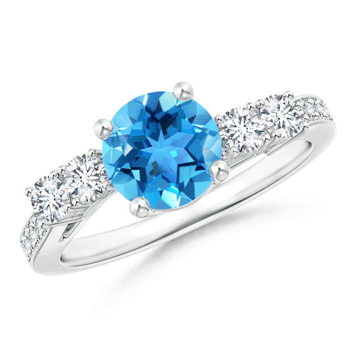 AAA - Swiss Blue Topaz / 1.99 CT / 14 KT White Gold