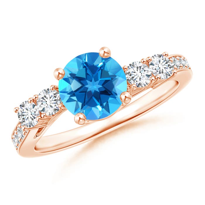 AAAA - Swiss Blue Topaz / 1.99 CT / 14 KT Rose Gold