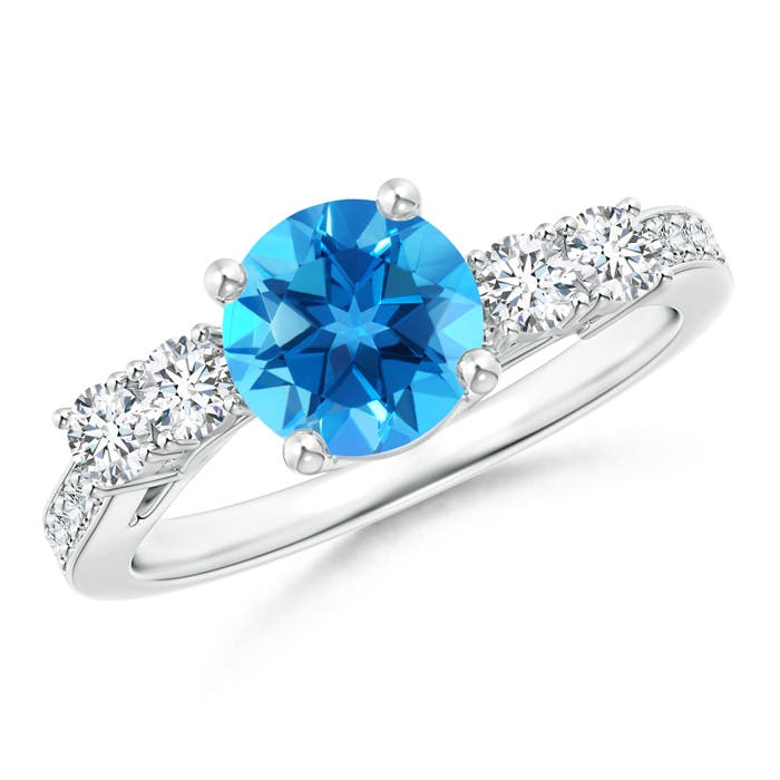 AAAA - Swiss Blue Topaz / 1.99 CT / 14 KT White Gold