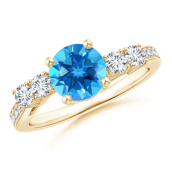 AAAA - Swiss Blue Topaz / 1.99 CT / 14 KT Yellow Gold