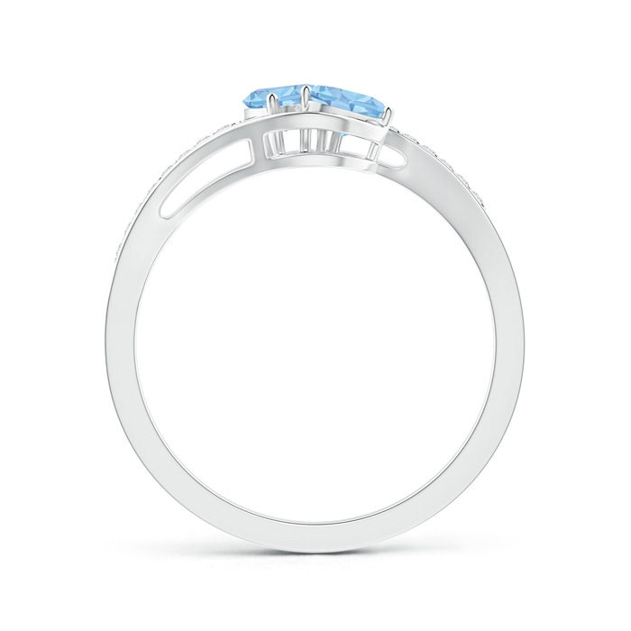 4mm A Two Stone Heart Swiss Blue Topaz Bypass Ring with Diamonds in S999 Silver side-1