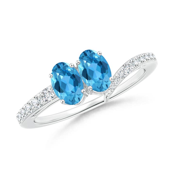 AAA - Swiss Blue Topaz / 1.25 CT / 14 KT White Gold