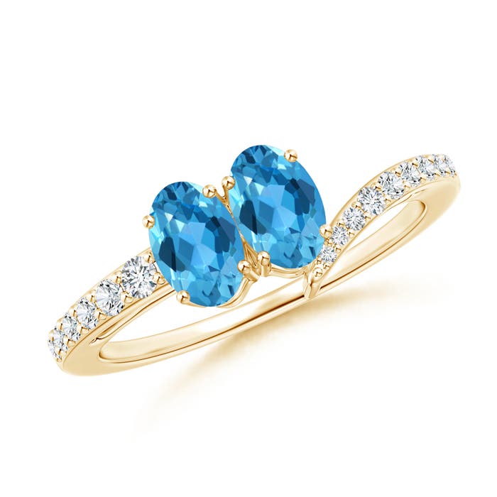 AAA - Swiss Blue Topaz / 1.25 CT / 14 KT Yellow Gold