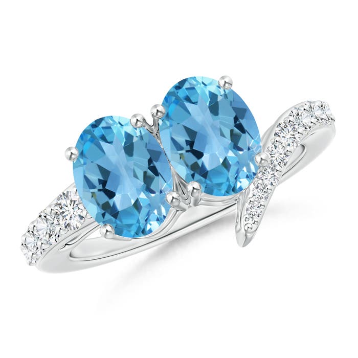 AA - Swiss Blue Topaz / 3.34 CT / 14 KT White Gold