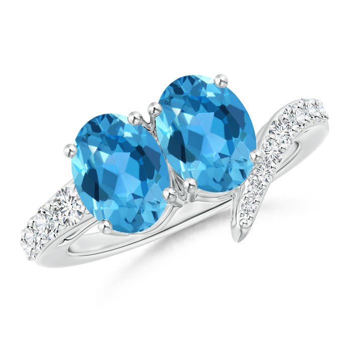 AAA - Swiss Blue Topaz / 3.34 CT / 14 KT White Gold