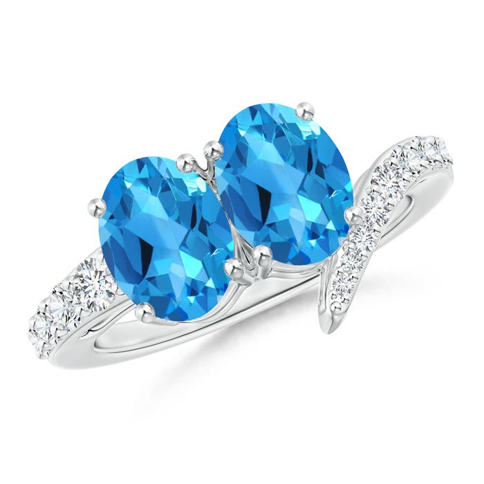 AAAA - Swiss Blue Topaz / 3.34 CT / 14 KT White Gold