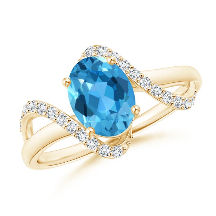 AAA - Swiss Blue Topaz / 1.64 CT / 14 KT Yellow Gold