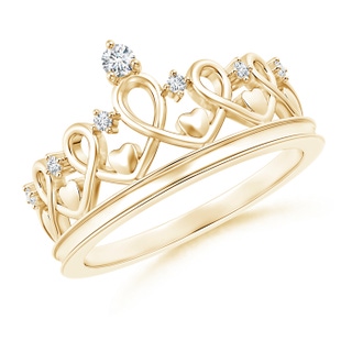 2.2mm GVS2 Round Diamond Princess Heart Tiara Ring in Yellow Gold