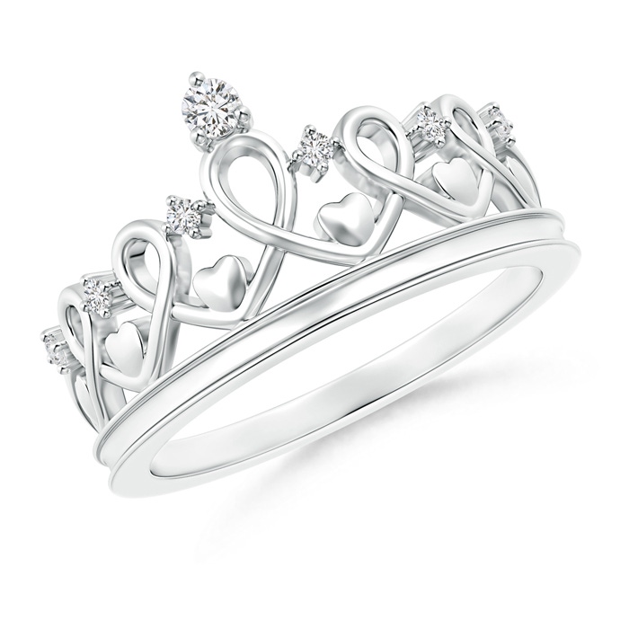 2.2mm HSI2 Round Diamond Princess Heart Tiara Ring in White Gold