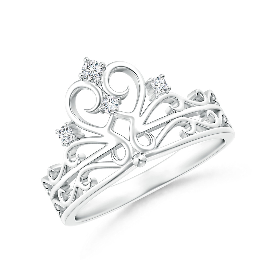 2mm GVS2 Scattered Round Diamond Princess Tiara Ring in 18K White Gold 