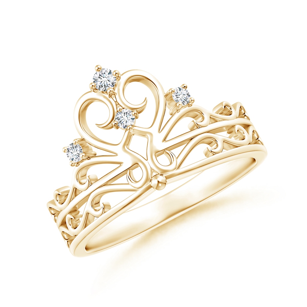 2mm GVS2 Scattered Round Diamond Princess Tiara Ring in Yellow Gold