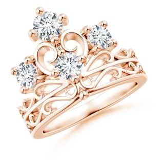 4.6mm GVS2 Scattered Round Diamond Princess Tiara Ring in Rose Gold