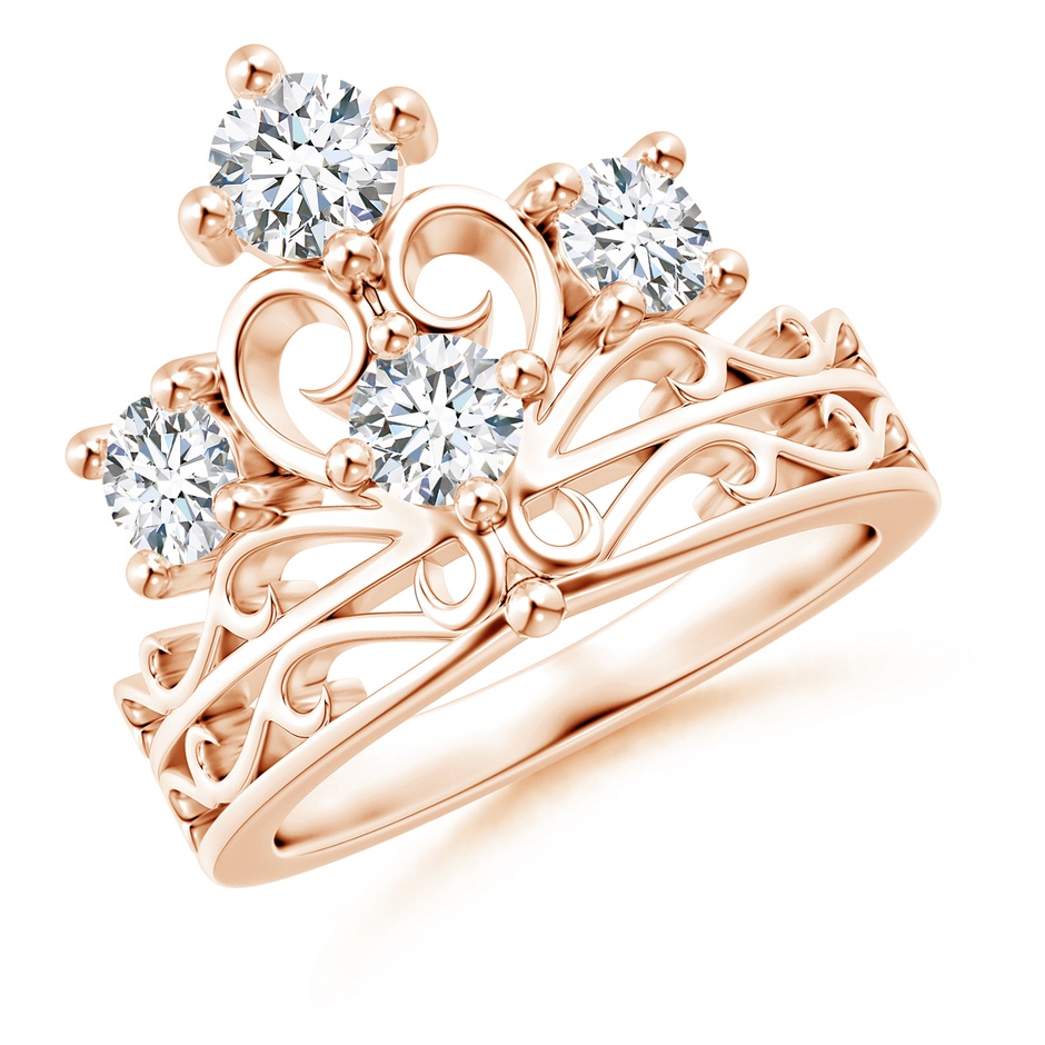 4.6mm GVS2 Scattered Round Diamond Princess Tiara Ring in Rose Gold 