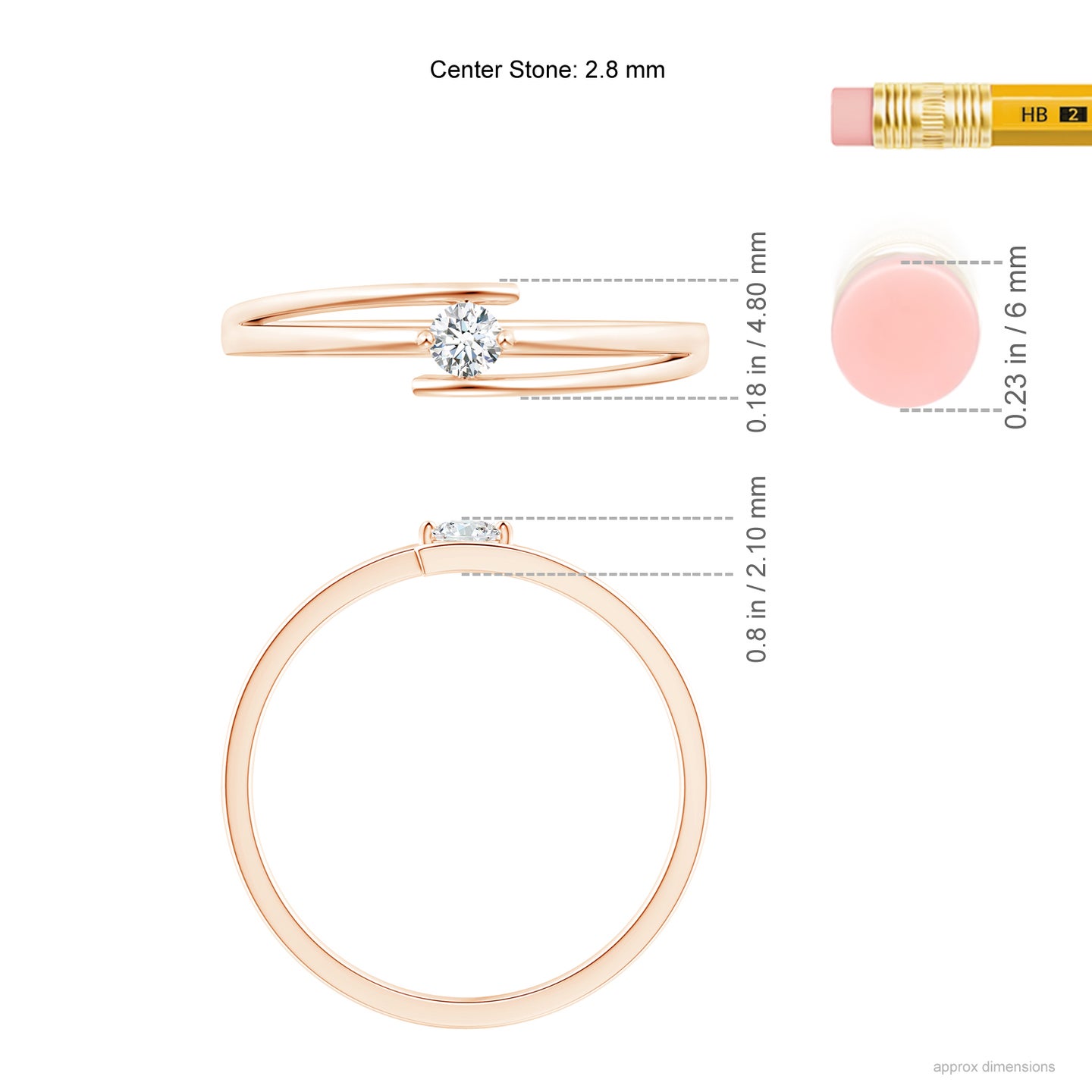 Solitaire Round Natural Diamond Bypass Promise Ring