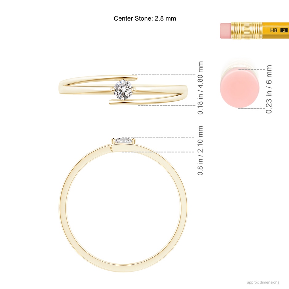 2.8mm IJI1I2 Solitaire Round Diamond Bypass Promise Ring in Yellow Gold product image