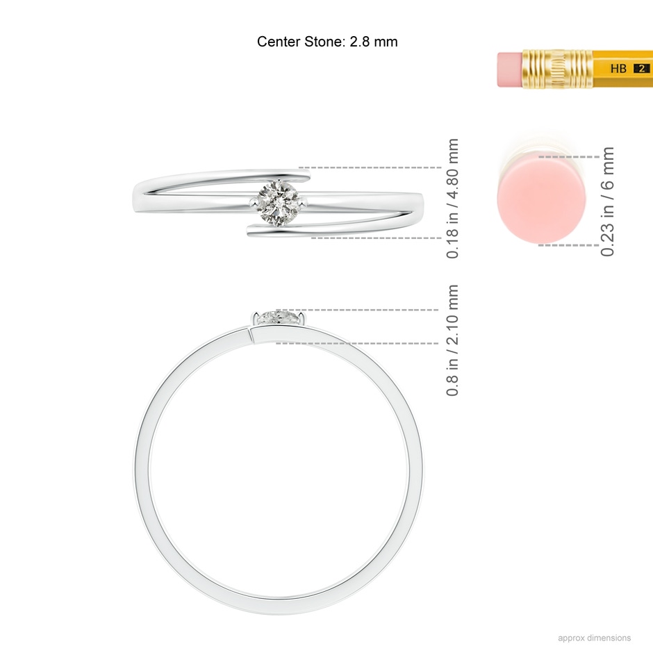 2.8mm KI3 Solitaire Round Diamond Bypass Promise Ring in S999 Silver product image