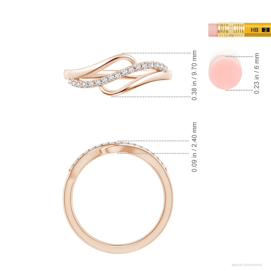 1.65mm GVS2 Diamond Swirl Bypass Ring in 18K Rose Gold ruler