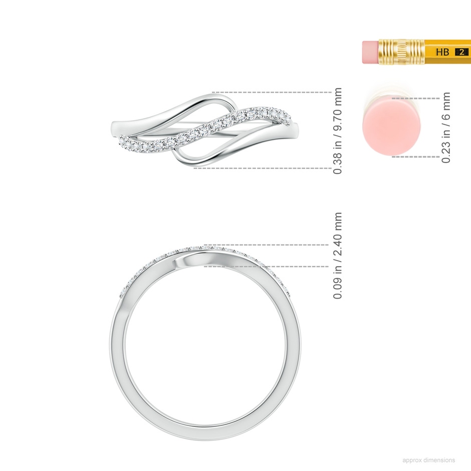 1.65mm GVS2 Diamond Swirl Bypass Ring in White Gold ruler