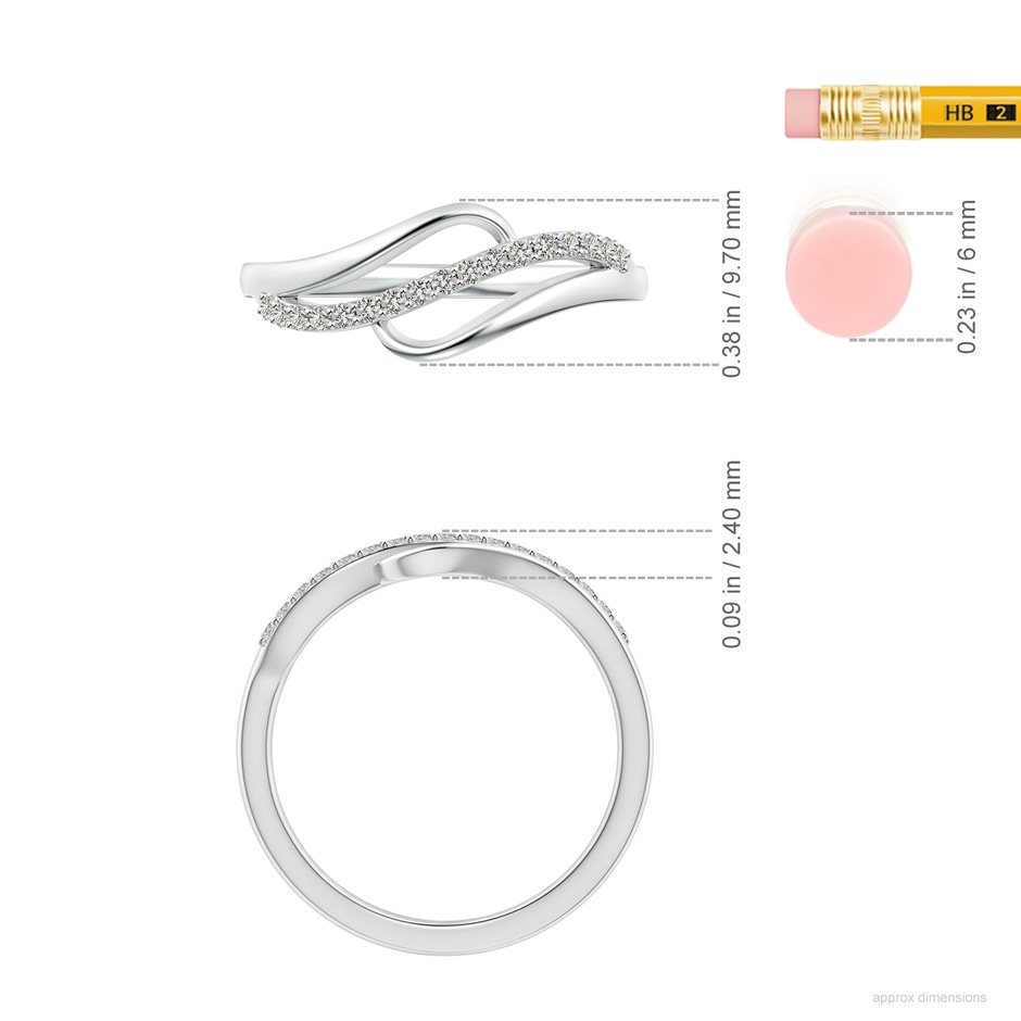 1.65mm KI3 Diamond Swirl Bypass Ring in S999 Silver ruler