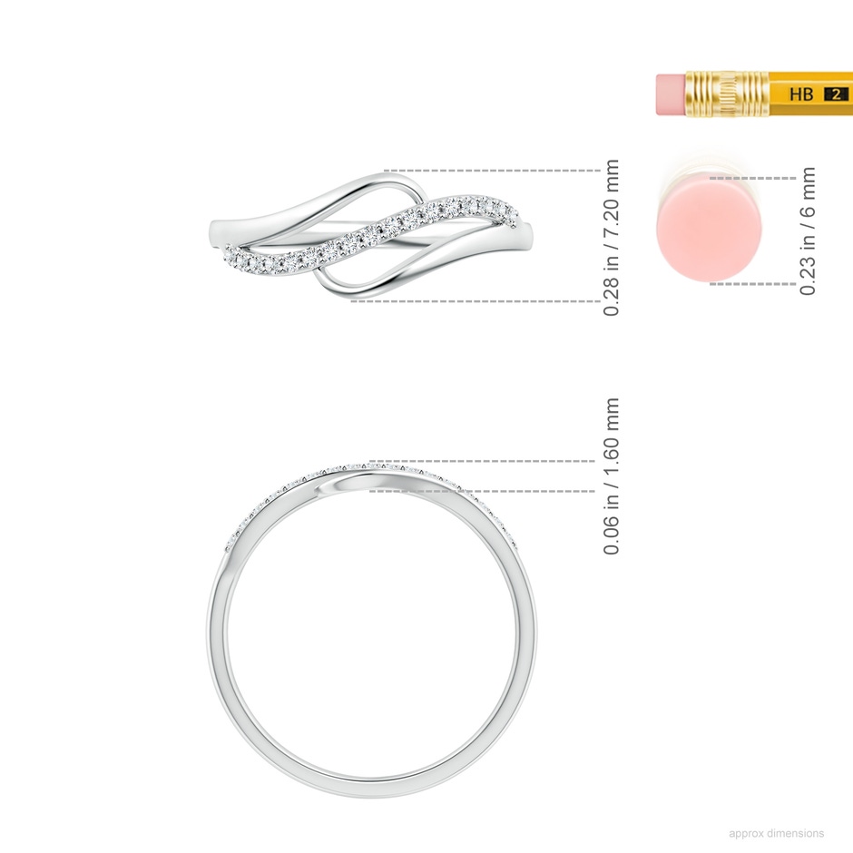 1mm GVS2 Diamond Swirl Bypass Ring in White Gold ruler
