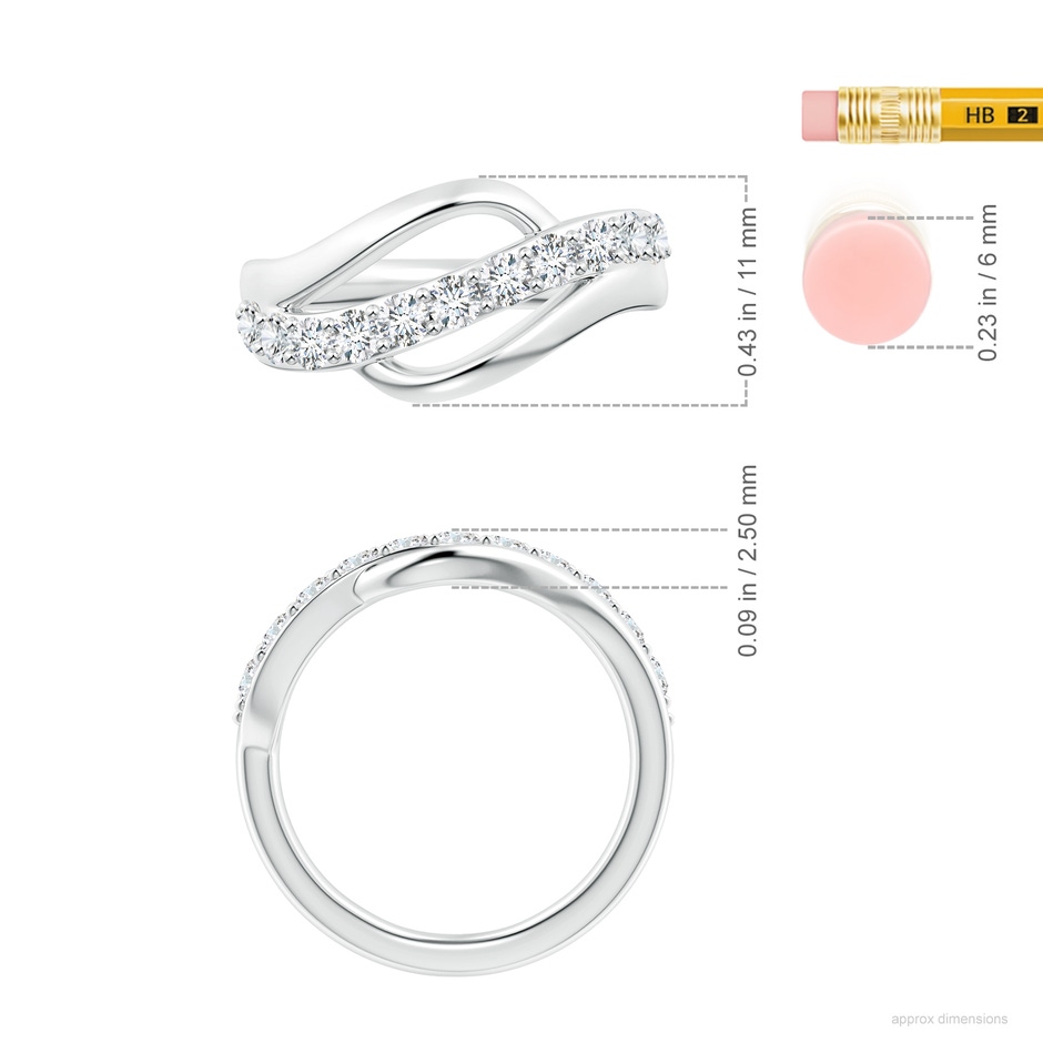 2.5mm GVS2 Diamond Swirl Bypass Ring in P950 Platinum ruler