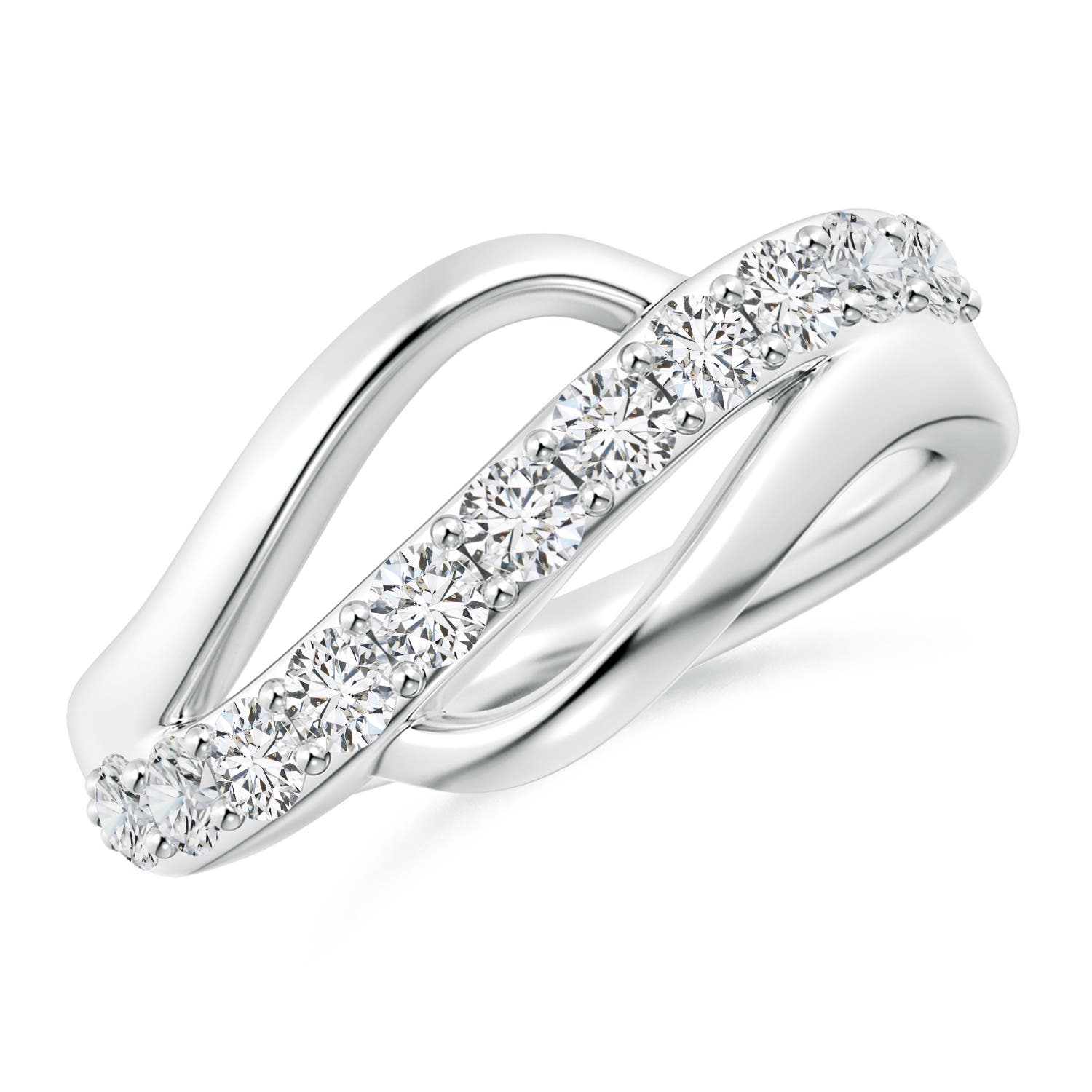 2.5mm HSI2 Diamond Swirl Bypass Ring in S999 Silver